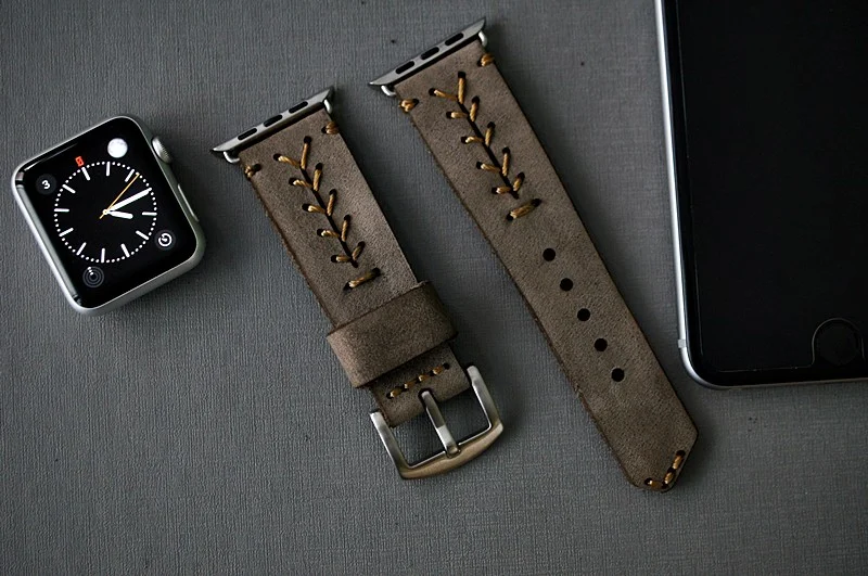 AWBF89-D3 handgefertigt Vintage Leder Uhrenarmband incl. Lugs Adapter für Apple Watch (oder Apple Watch Sport) 42mm oder 38mm – Bild 4